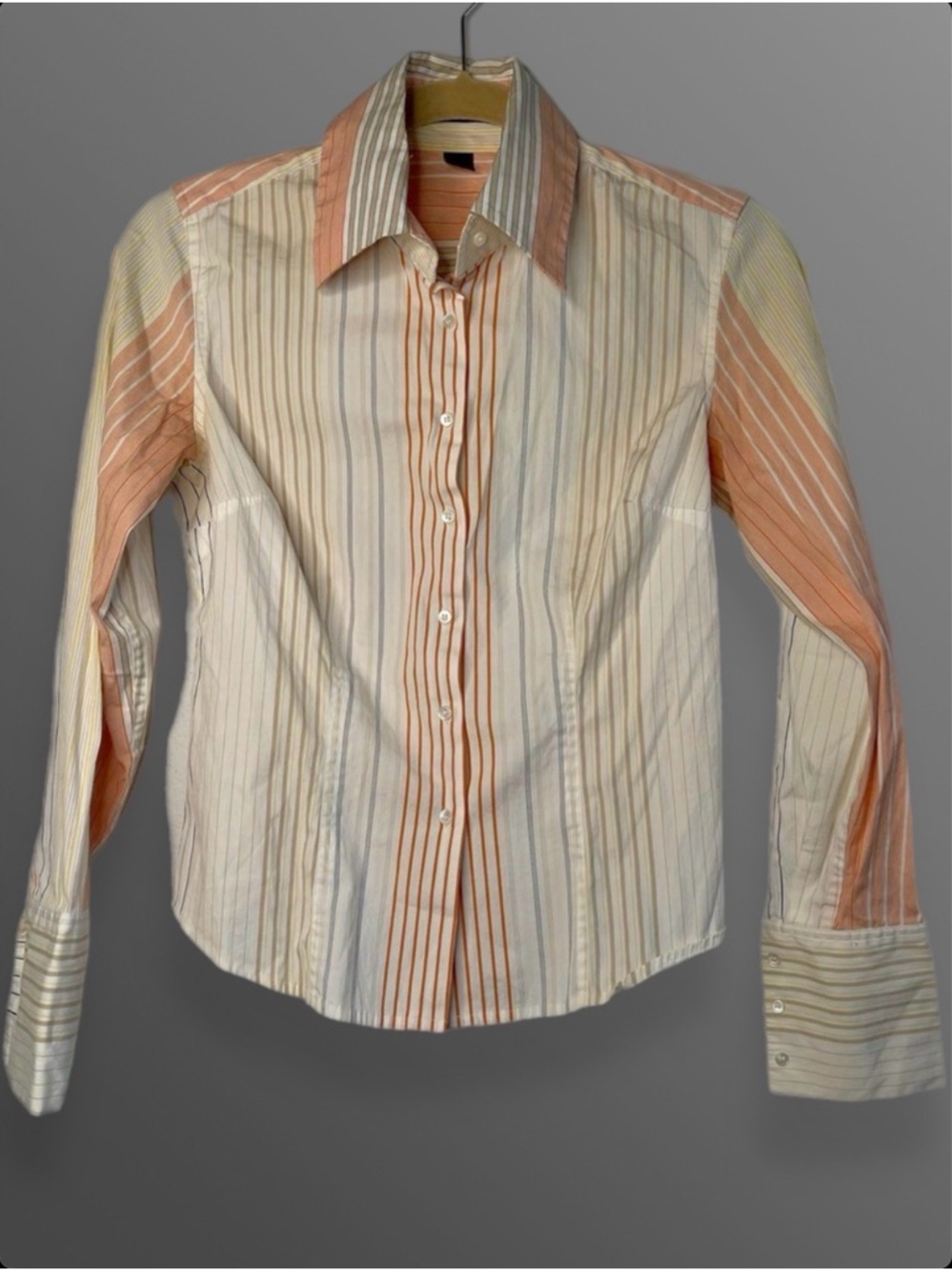 Express Button Down Shirt Stripe Stretch Cotton Spandex Blouse Top Size 4 Button